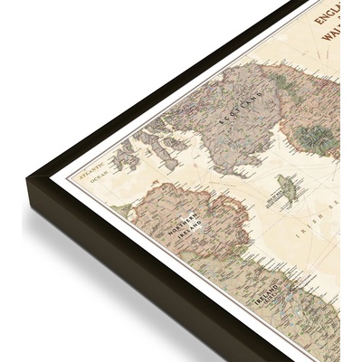 National Geographic Anglie a Wales - nástěnná mapa Executive 75 x 90 cm Varianta: mapa v hliníkovém rámu, Provedení: černý rám