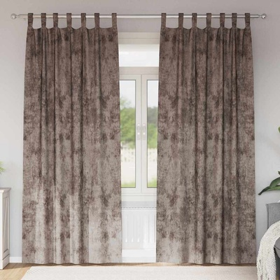 vidaXL Кадифени завеси С завеси 2 pcs Капучино 225 x 140 см Кадифе (4107740)