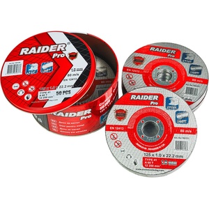 Raider Диск за метал 125x1.0x22.2 mm A60T INOX RDP - 50 бр. в метална кутия (160160)