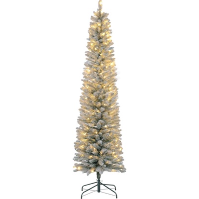 HOMCOM Umělý vánoční stromek 210 cm se 180 LED světly, skládací základna