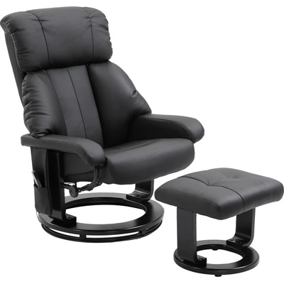 Goleto Masážne relaxačné kreslo KIPP so stoličkou čierna