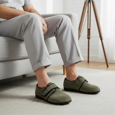 OrtoMed pánske papuče na suchý zips 6092 T61 zelené