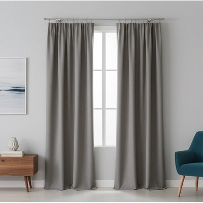 Dekorační zatemňující závěs SUPER BLACKOUT TAPE s řasící páskou tmavě šedá color 008 (cena za 1 kus) 140x250 cm 100% stínění Mybesthome