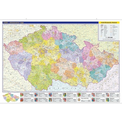 Česko - administrativní nástěnná mapa