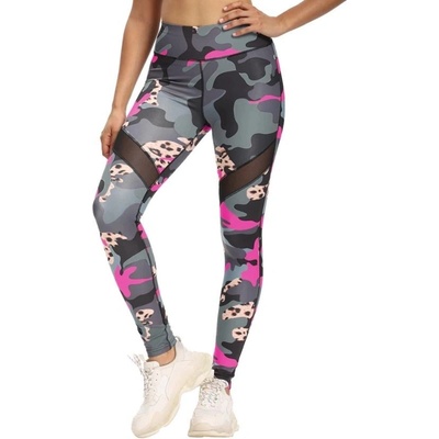 Dámske športové legíny Fitness Kamufláž Pink