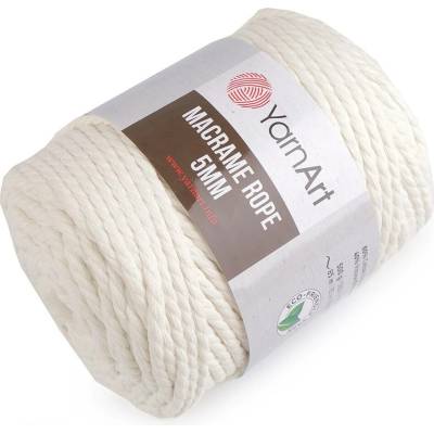 Pletací příze Macrame Rope Ø5 mm 500 g rozčesávací Varianta: 2 (752) krémová nejsvět., Balení: 1 ks