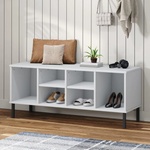 vidaXL Етажерка за обувки с метални крака бяла 106x35x45 см масив OSLO (350996)