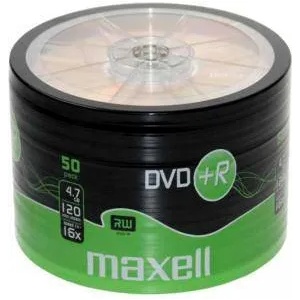 Maxell DVD+R MAXELL, 4.7 ГБ, 16x, 50 бр. , В целофан, ML-DDVD-plusR4.7-50-SH