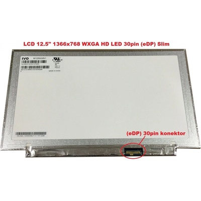 LCD 12.5" 1366x768 WXGA HD LED 30pin (eDP) Slim matný povrch