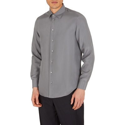 Giorgio Armani Риза EMPORIO ARMANI Men's Long-Sleeve Plain Shirt - Grigio