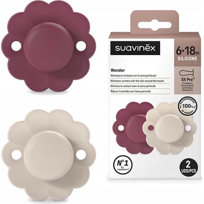 Suavinex cumlík Sx Pro fyziologický 2 ks Wonder Viva Magenta + Mauve Chalk