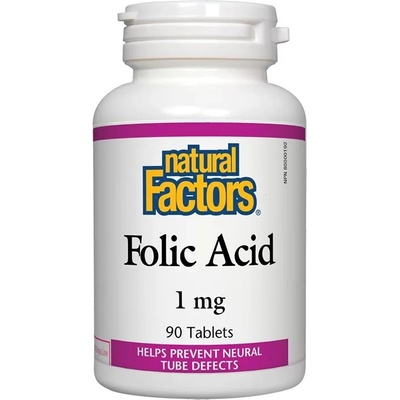 Natural Factors Folic Acid, 90 таблетки, Natural Factors