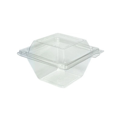 ECOFOL Plastová miska rPET 111x106x71 mm hranatá 250 ml s integrovaným víčkem transparentní krt/560 ks