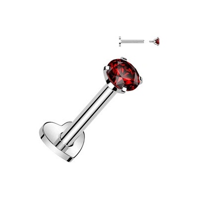 Šperky4U piercing do brady titan červený kámen TIT1313R-1208