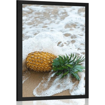 Plakát ananas ve vlně oceánu - 30x45 silver