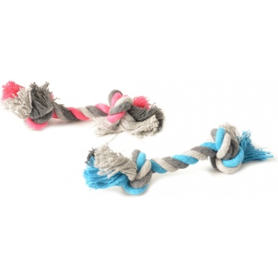 Duvo Plus Tug Toy Knotted Cotton With 2 Knots - Кучешка играчка - въже с два възела за дъвчене и дърпане 12 см. синя/розова