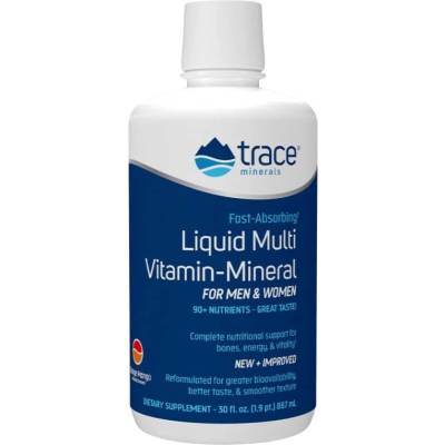 Trace Minerals Liquid Multi Vitamin-Mineral, портокал и манго, 887 ml, Trace Minerals (9323)