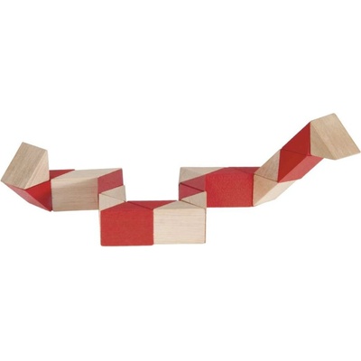 Fridolin Логически дървен 3D пъзел Fridolin - Змия, натурален/червен (F17307)