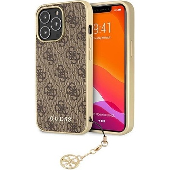 GUESS Кейс Guess GUHCP13LGF4GBR за iPhone 13 Pro / 13 6.1"", кафяв / кафяв, твърд, 4G Charms Collection (KXG0036554)