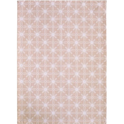 SCANquilt utěrka DEKORO kontury kytiček béžovobílá 50 x 70 cm
