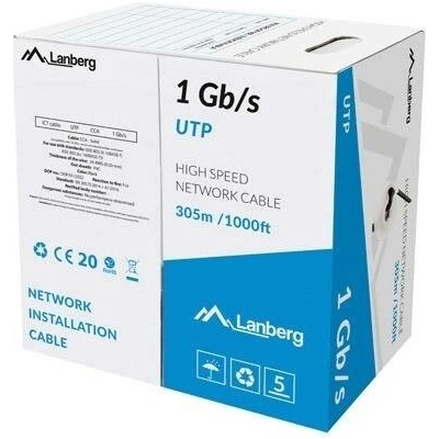 LANBERG KABEL LAN UTP 1GB/S 305M DRÁT CCA ČERNÝ