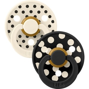 BIBS Анатомични залъгалки Bibs - Colour Studio Polka, 6-18 м, 2 броя, Ivory/Black (221134101) - baby