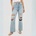 Brave Soul Womens High Waisted Wide Leg Distresed Jean - Pale Blue