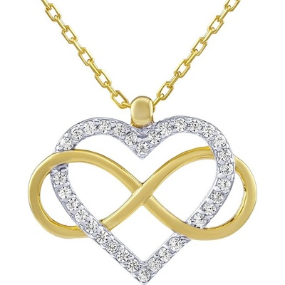 SILVEGO Stříbrný/pozlacený belisa srdce a infinity s brilliance zirconia PRGPK0068N