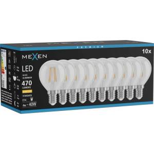 Mexen Vintis 10x LED нишкова крушка E14, G45, 6W, Топла - 2700K, 720 lm, прозрачна (L156-E14-0627-00x10)