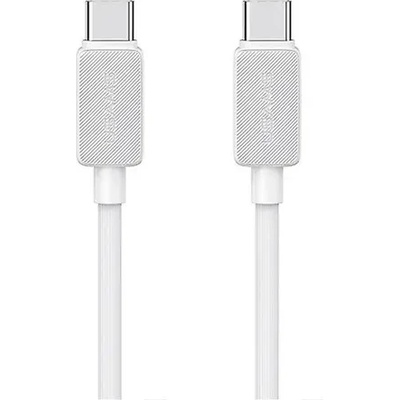 USAMS Кабел за бързо зареждане и данни USAMS US-SJ691Type-C To Type-C 60W, 1 метър, бял (SJ691USB02)