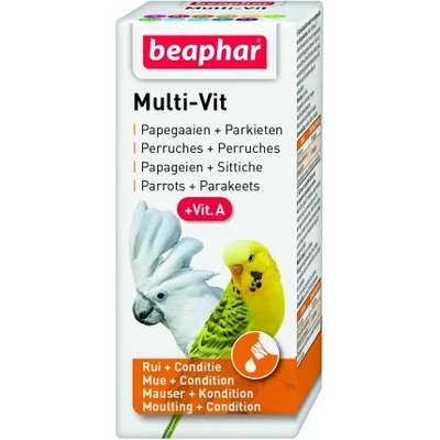 Beaphar Multi Vit Parrots+ Parakeets + vit. A- Мултивитамини за папагали 20 мл