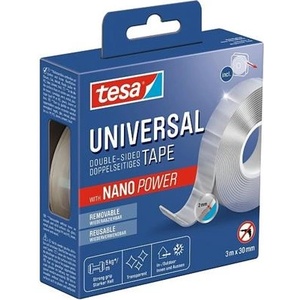 tesa Самозалепваща лента, двустранна, отстраняваща се, прозрачна, 30 mm x 3 m, TESA "Universal Nanotape" 55810-00004-00 (55810-00004-00)