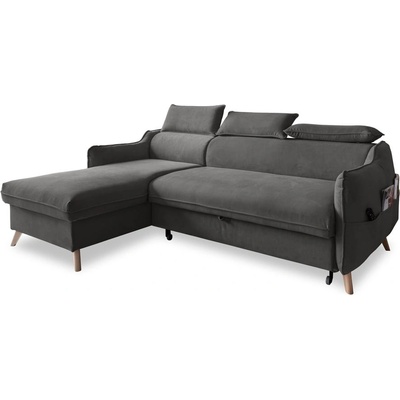 Miuform Тъмносив ъглов разтегателен диван от кадифе (ляв ъгъл) Sweet Harmony - Miuform (819MO247)