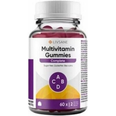 Livsane Multivitamíny gummies želé pre dospelých jahodová 60 tabliet
