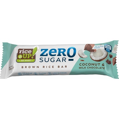 Rice Up Zero Bezlepková rýžová tyčinka s mléčnou čokoládou s kokosovou příchutí bez přidaného cukru 18 g