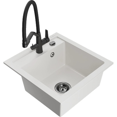 Mexen Vito гранитна мивка с 1 отделение и кухненски смесител Duo, бял - 6503-20-671701-70-B (6503-20-671701-70-B)