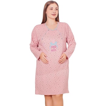 Макси нощница за кърмачки с дълъг ръкав на звездички пудра