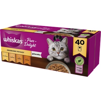 Whiskas Adult пакетчета 40 x 85 g Poultry Delights - мокра храна за възрастни котки, в желе (парчета с: пиле, пуйка, домашни птици, патица)