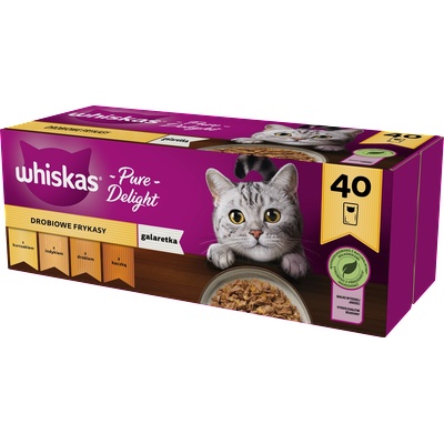 Whiskas Adult пакетчета 40 x 85 g Poultry Delights - мокра храна за възрастни котки, в желе (парчета с: пиле, пуйка, домашни птици, патица)