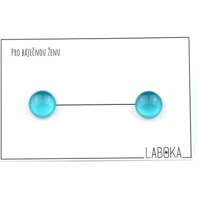 Laboka Tyrkysové skleněné náušnice pecky 12mm- 0001265