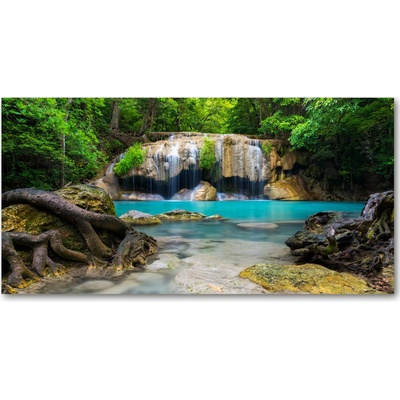 Foto obraz sklenený horizontálny Vodopád v lese 100x50 cm