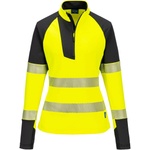 Portwest hivis pw3 t173 / Дамски светлоотразителен суитшърт с 1/4 цип - hv жълто/черно xl (t173ybrxl)