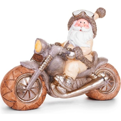 MagicHome Dekorace Vánoce Santa na motorce keramika 47x18,5x34 cm