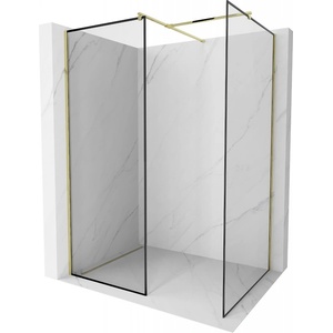 Mexen Kioto стенна преграда за душ Walk-in 120 x 80 cm, черна рамка, златна - 800-120-202-50-70-080 (800-120-202-50-70-080)