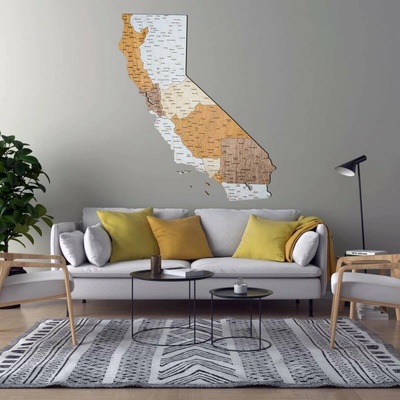 Drevená mapa Kalifornie 85 x 100 cm