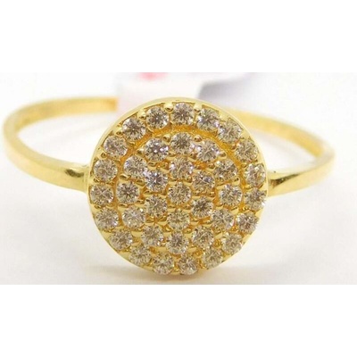 Klenoty Budín Dámský prsten ze žlutého zlata posetý mnoha zirkony HK1173