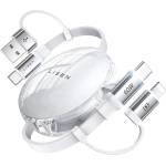 Lisen Кабел за данни Lisen (YL0123030001) - Type-C, адаптер USB към Type-C, адаптер Lightning, ABS, 60W, 1m - Бял