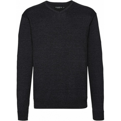 Pánský Pulovr V-neck tmavě šedý melír – Zboží Mobilmania