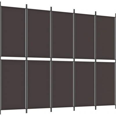 vidaXL 5 ks Hnědý skládací paraván 250 x 200 cm Látka