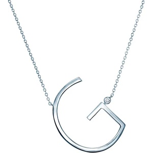 SAVICKI Сребърно колие с буква g, бял сапфир 0.05К, 45 см